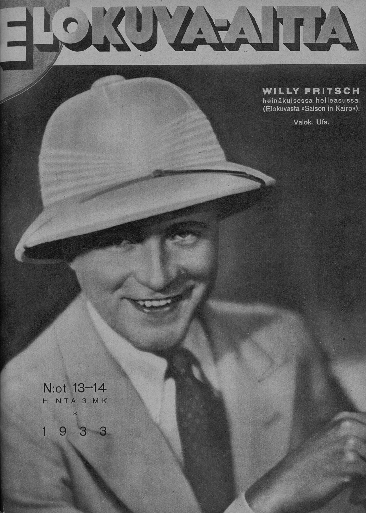 ELOKUVA-AITTA magazine side cover Issue 13-14 1 July 1933