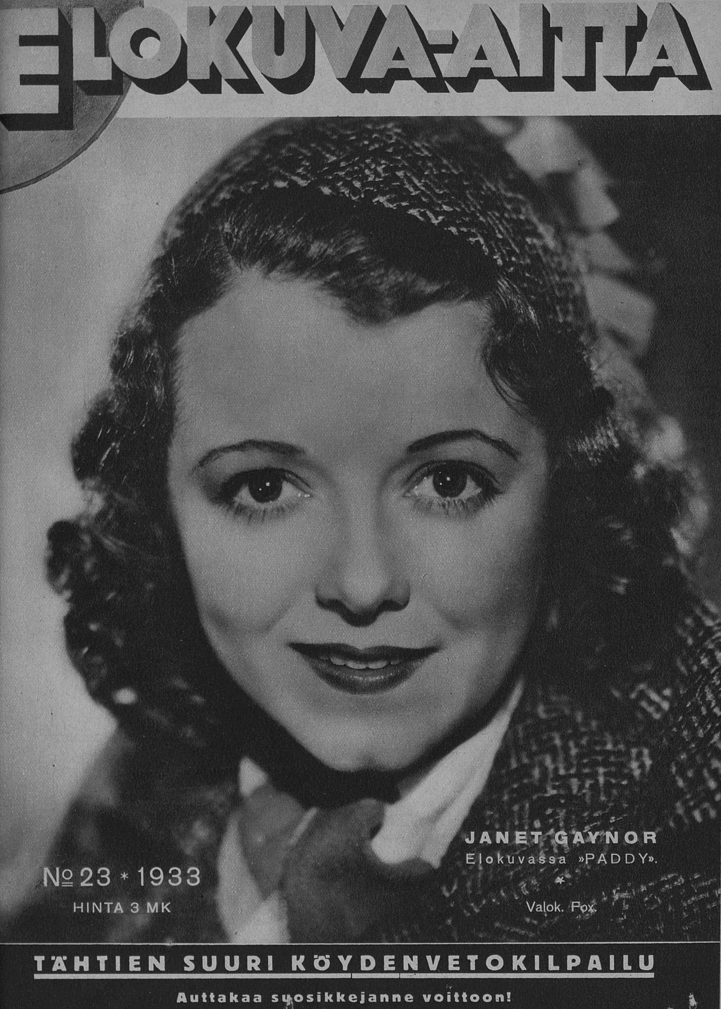 ELOKUVA-AITTA magazine side cover Issue 23 1 December 1933