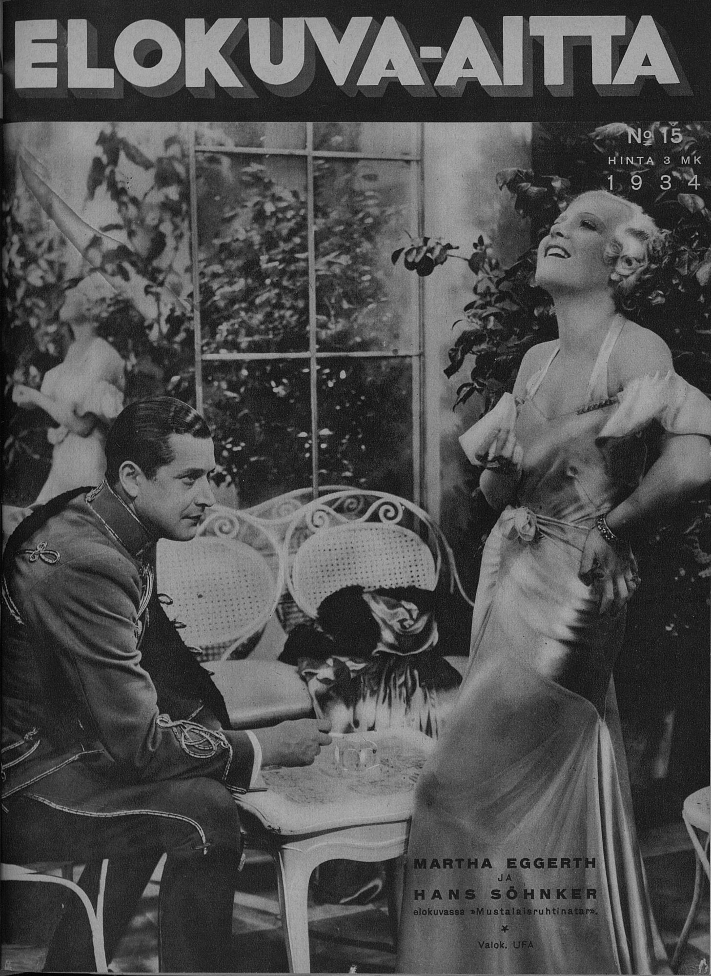 ELOKUVA-AITTA magazine side cover Issue 15 1 August 1934