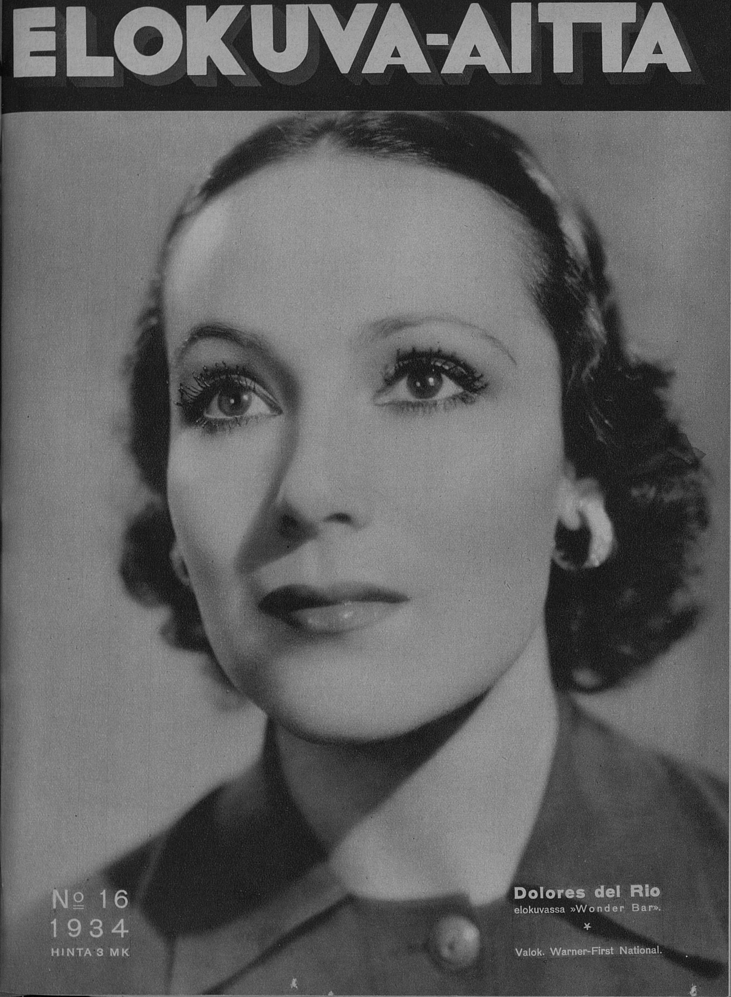 ELOKUVA-AITTA magazine side cover Issue 16 15 August 1934