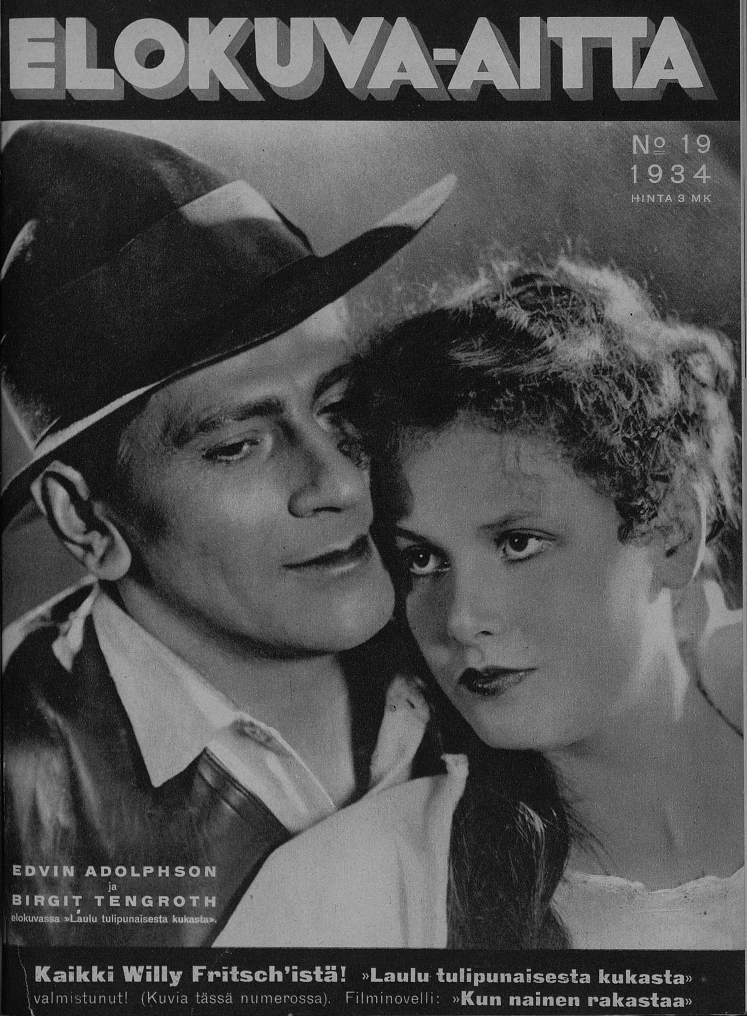 ELOKUVA-AITTA magazine side cover Issue 19 1 October 1934