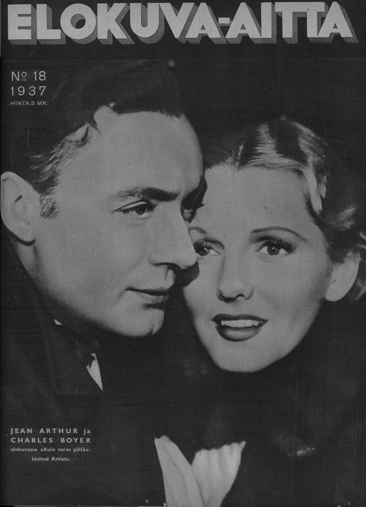 ELOKUVA-AITTA magazine side cover Issue 18 15 September 1937