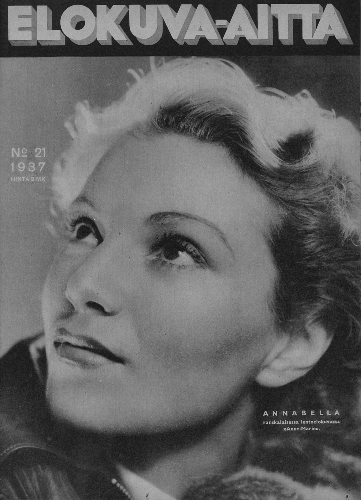 ELOKUVA-AITTA magazine side cover Issue 21 1 November 1937