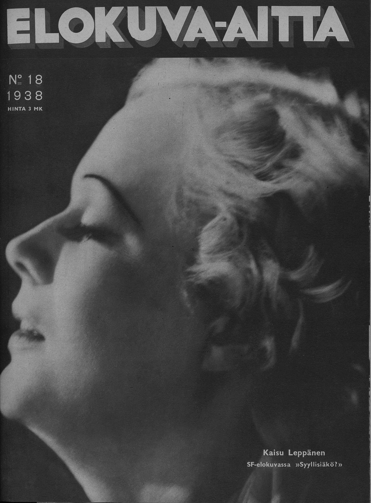 ELOKUVA-AITTA magazine side cover Issue 18 15 September 1938