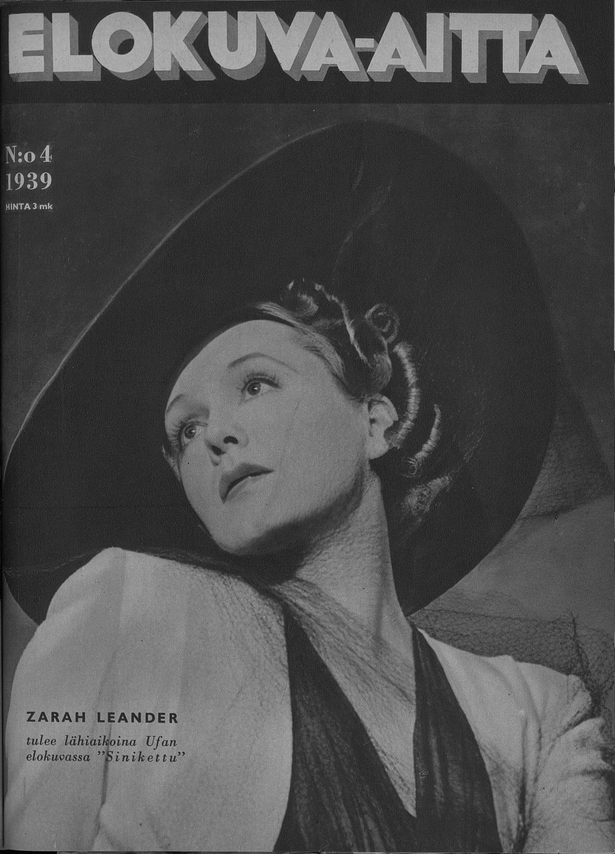 ELOKUVA-AITTA magazine side cover Issue 4 22 February 1939