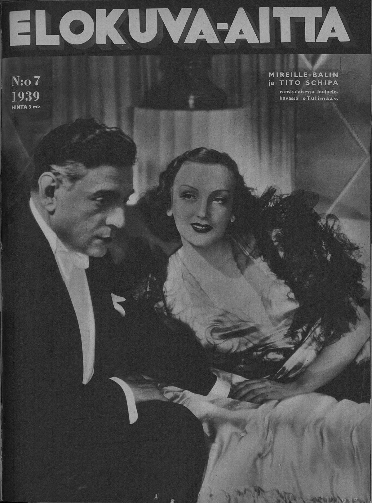 ELOKUVA-AITTA magazine side cover Issue 7 5 April 1939
