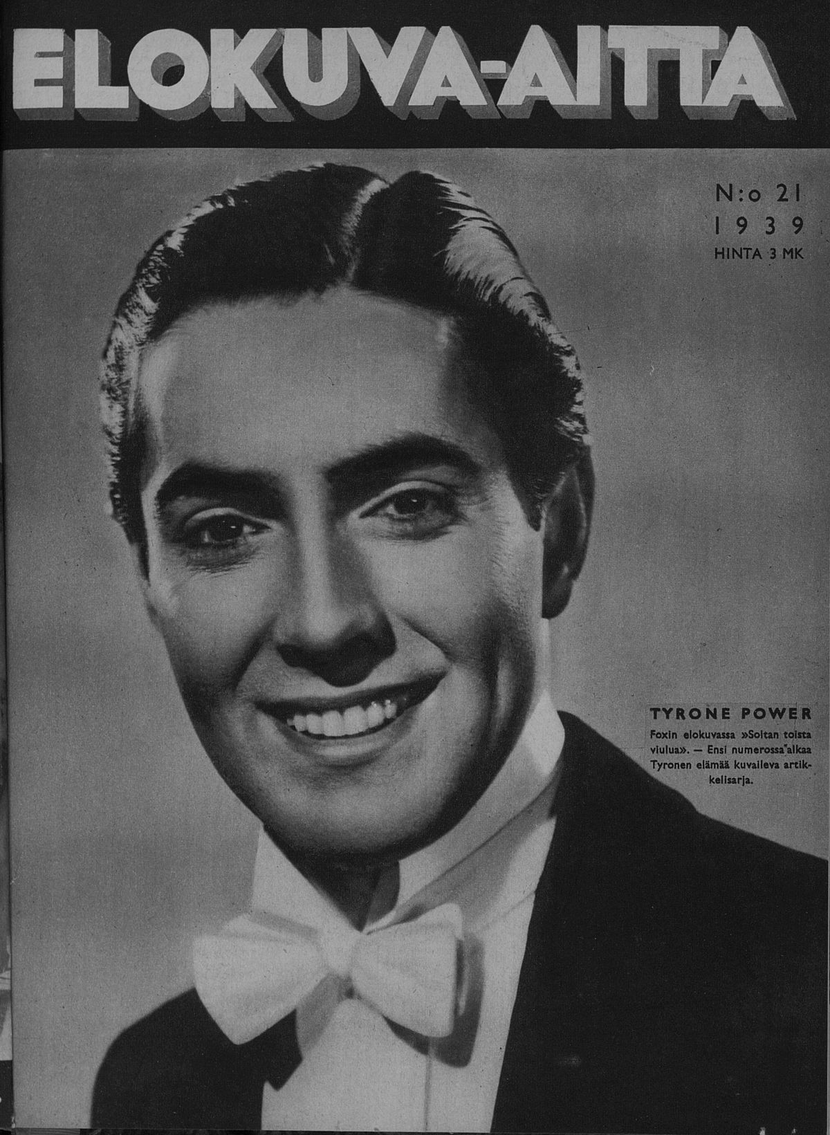 ELOKUVA-AITTA magazine side cover Issue 21 1 November 1939