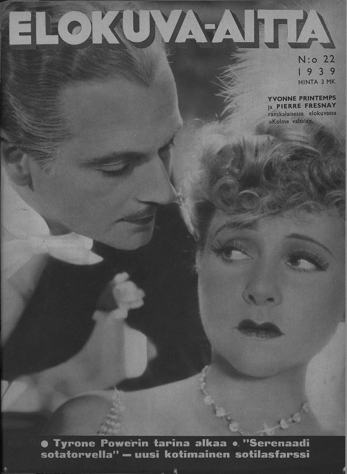 ELOKUVA-AITTA magazine side cover Issue 22 15 November 1939