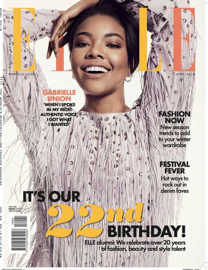 ELLE SOUTH AFRICA magazine side cover  April 2018