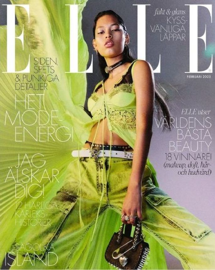 ELLE SWEDEN magazine side cover  February 2023