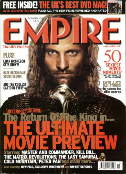 EMPIRE magazine side cover Issue 172 October 2003