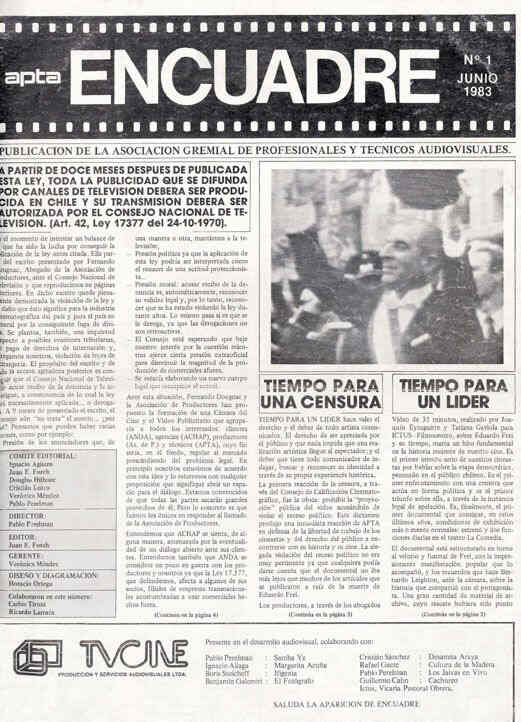 ENCUADRE magazine side cover Issue 1 June 1983
