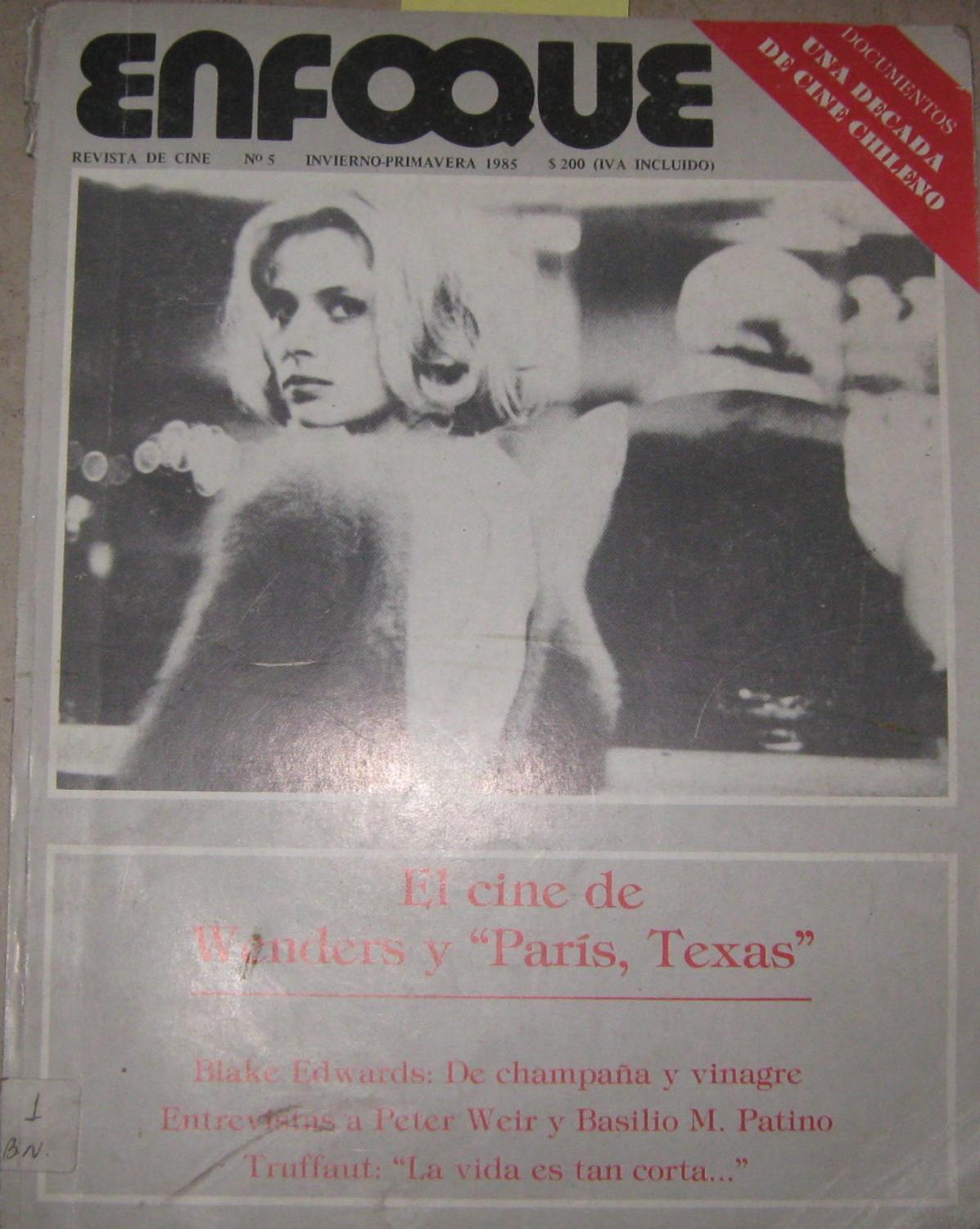 ENFOQUE (REVISTA DE CINE) magazine side cover Issue 5   1985