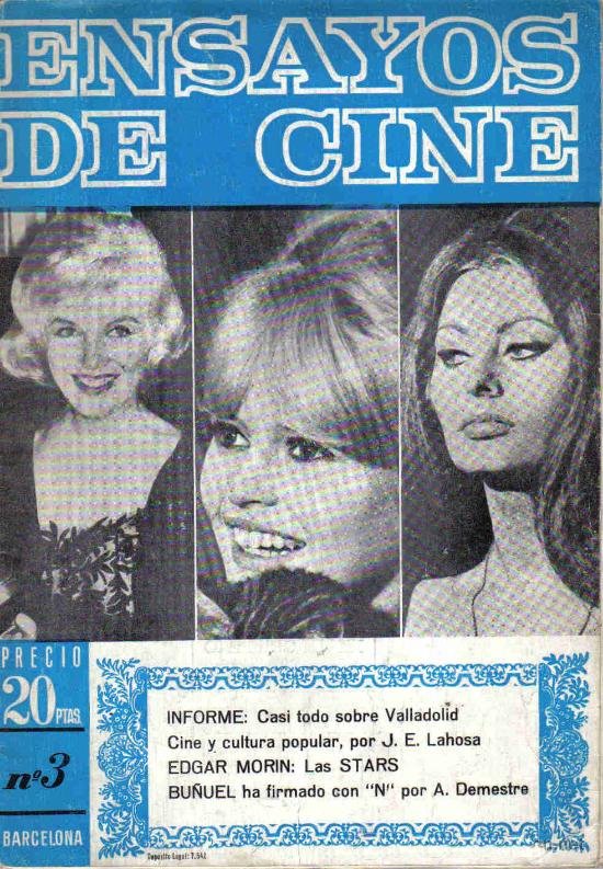 ENSAYOS DE CINE magazine side cover Issue 3  1964