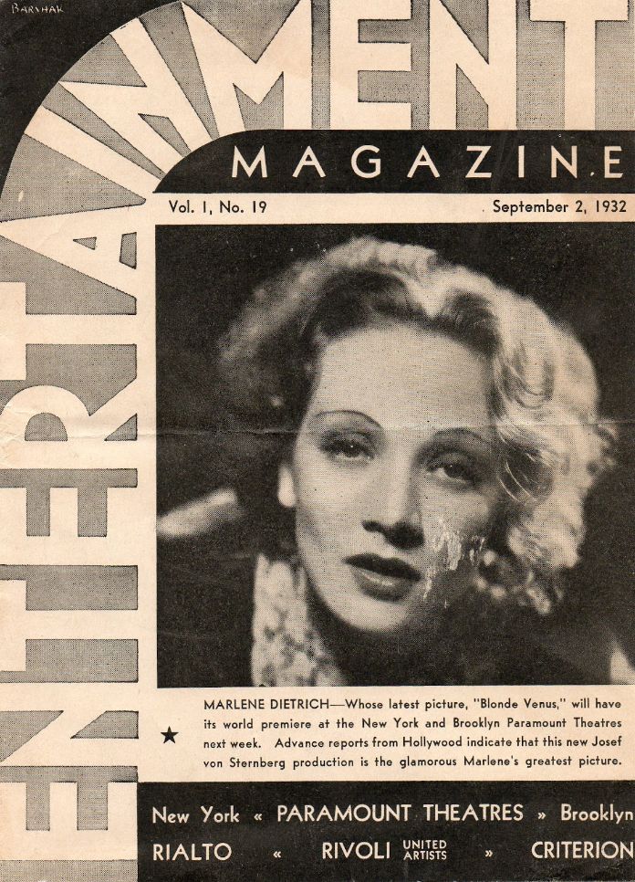 ENTERTAINMENT (30s) magazine side cover 2 September 1932