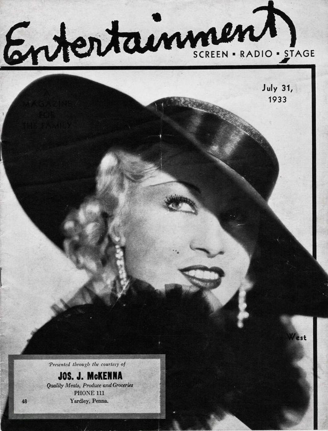 ENTERTAINMENT (30s) magazine side cover 31 July 1933