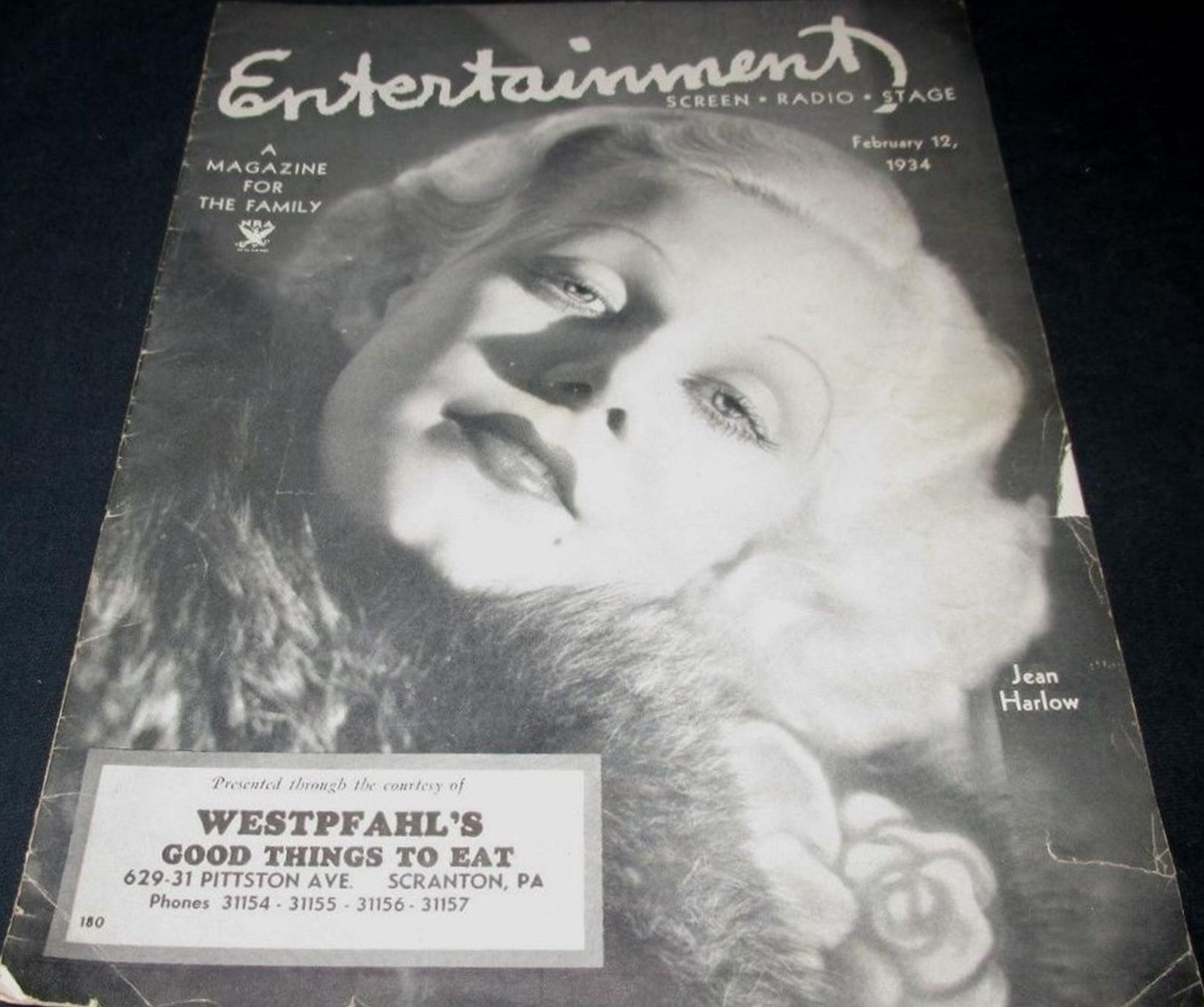 ENTERTAINMENT (30s) magazine side cover 12 February 1934