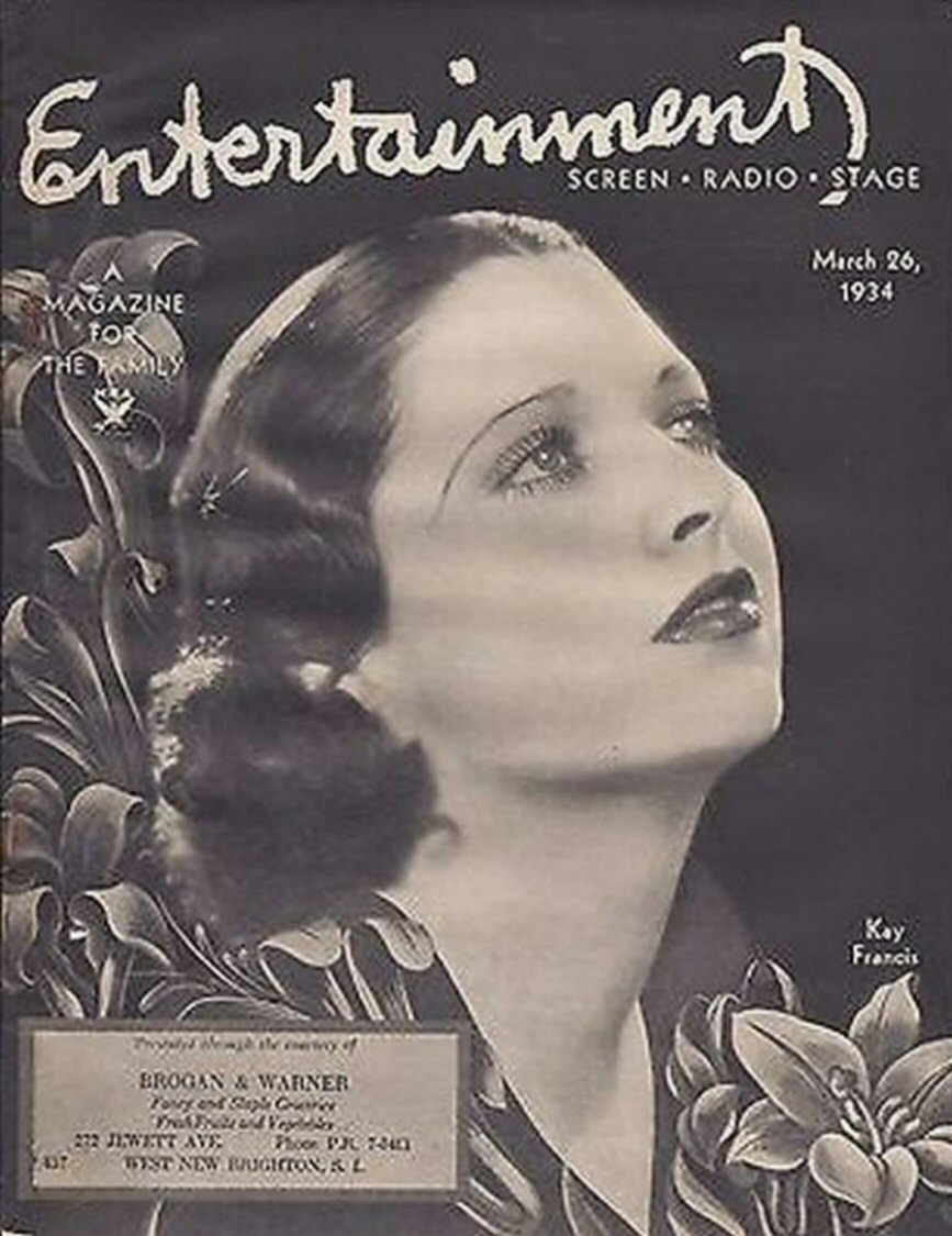 ENTERTAINMENT (30s) magazine side cover 26 March 1934