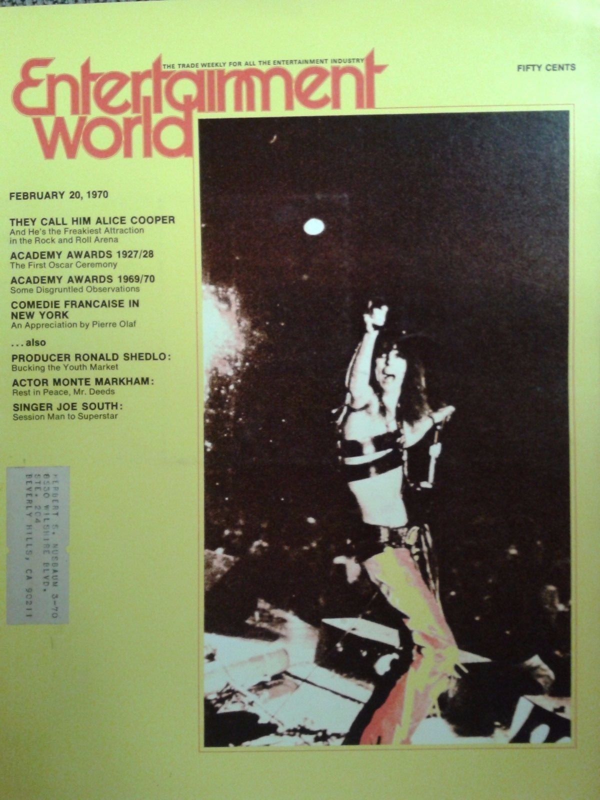 ENTERTAINMENT WORLD magazine side cover  Vol 2 # 7 20 February 1970