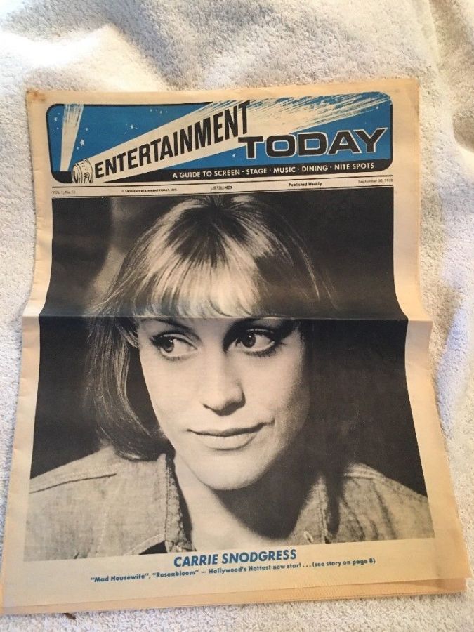 ENTERTAINMENT TODAY magazine side cover 30 September 1970