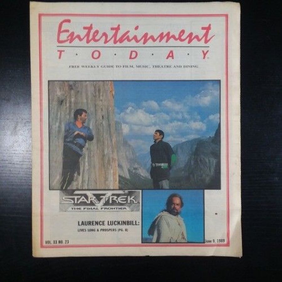 ENTERTAINMENT TODAY magazine side cover 9 June 1989