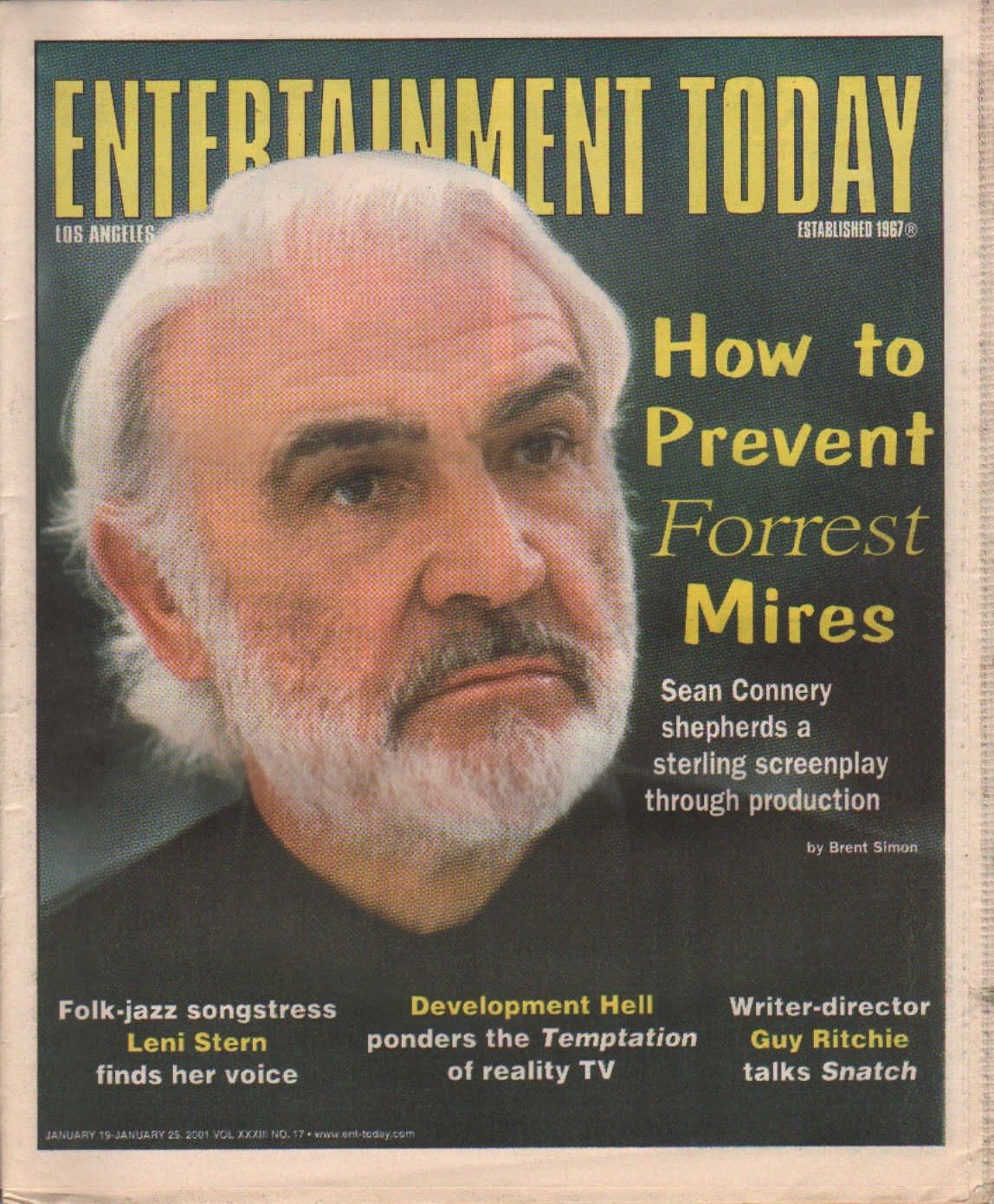 ENTERTAINMENT TODAY magazine side cover 19 January 2001