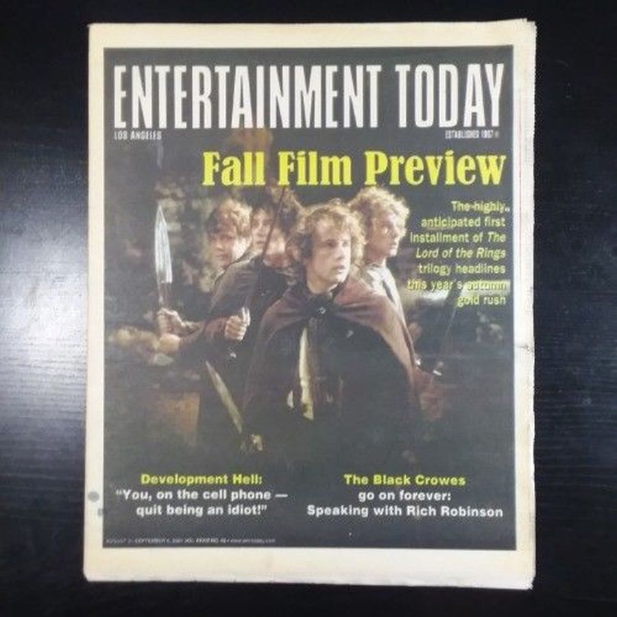 ENTERTAINMENT TODAY magazine side cover 31 August 2001