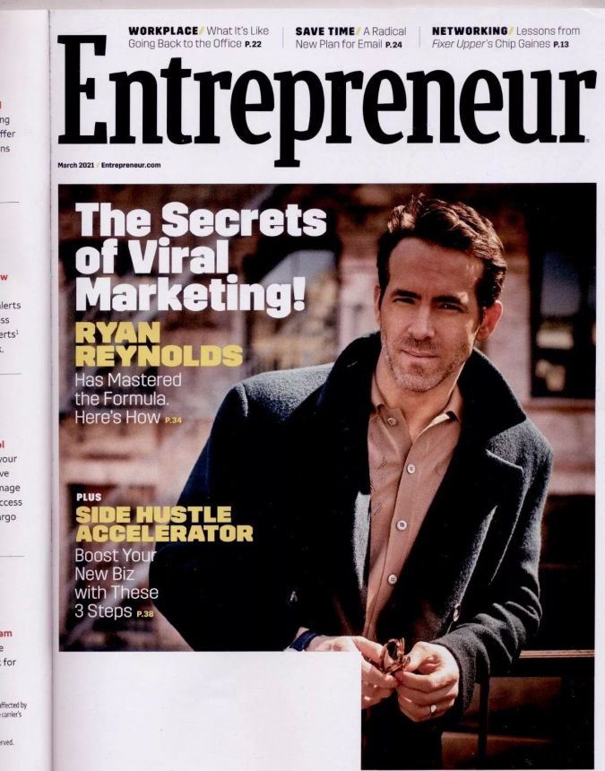 ENTREPRENEUR magazine side cover  March 2021