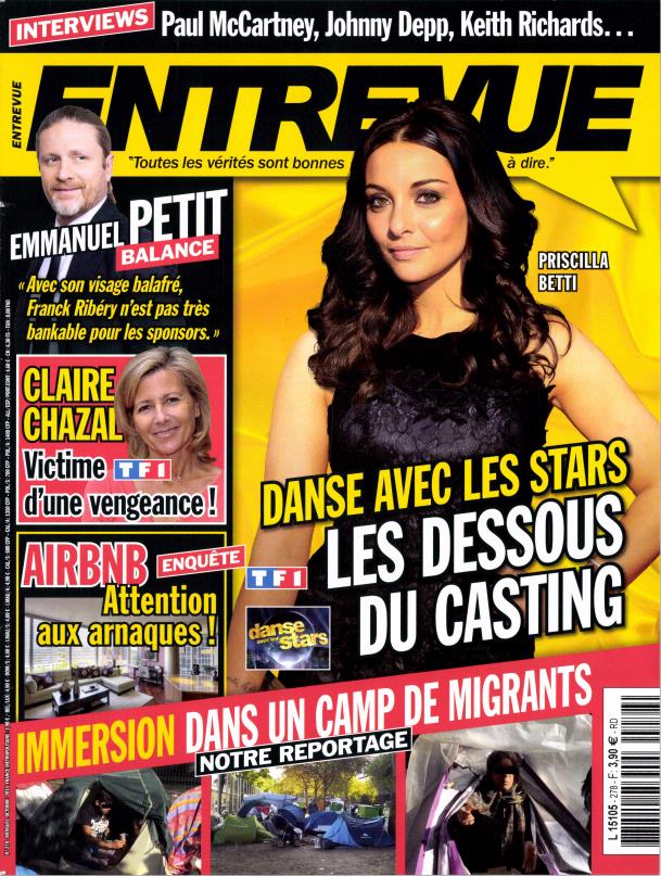 ENTREVUE magazine side cover Issue 278 October 2015