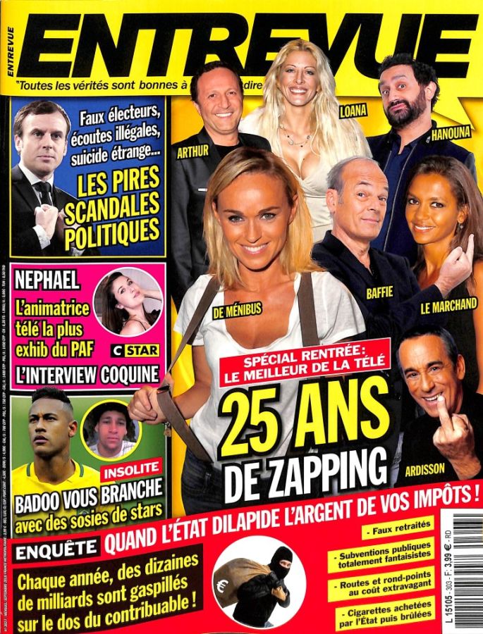 ENTREVUE magazine side cover Issue 303  September 2018