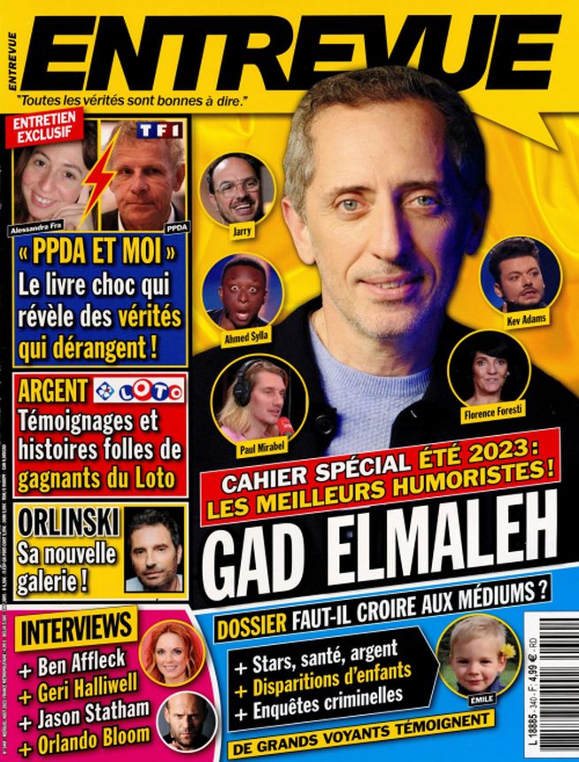 ENTREVUE magazine side cover Issue 340  July 2023