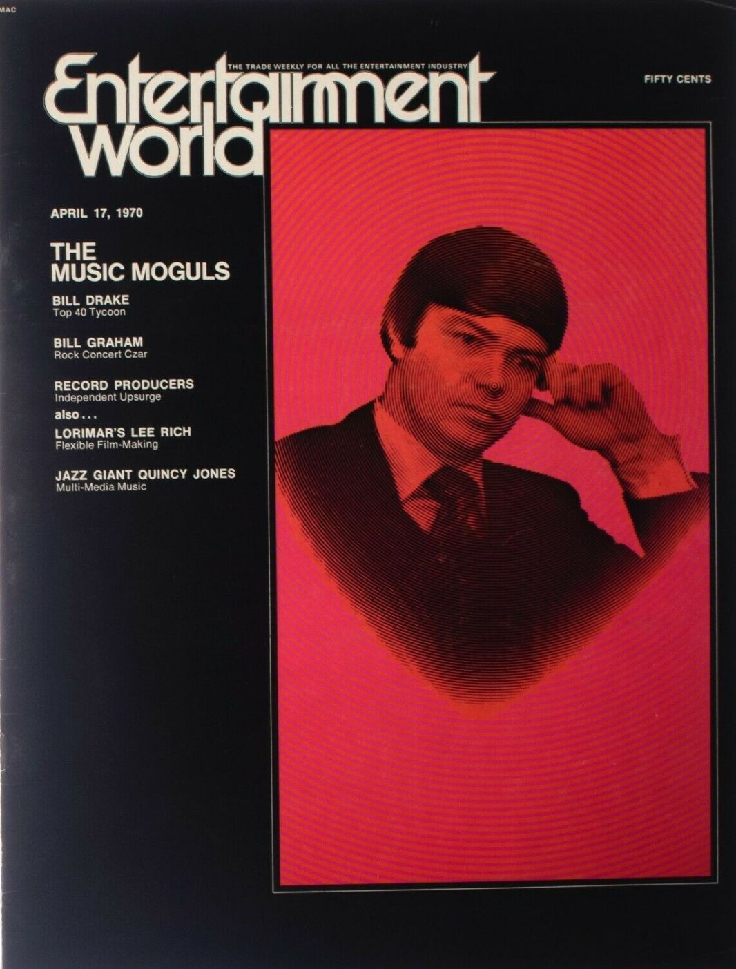 ENTERTAINMENT WORLD magazine side cover  Vol 2 No  15 17 April 1970