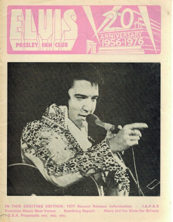 OFFICIAL ELVIS PRESLEY FAN CLUB magazine side cover   1976