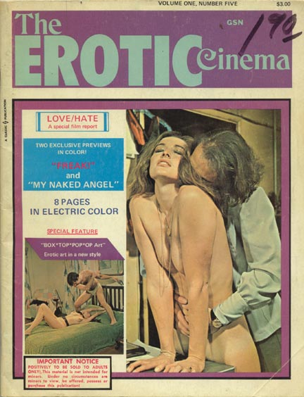 EROTIC CINEMA magazine side cover Issue 5  Vol 1 # 5  1970
