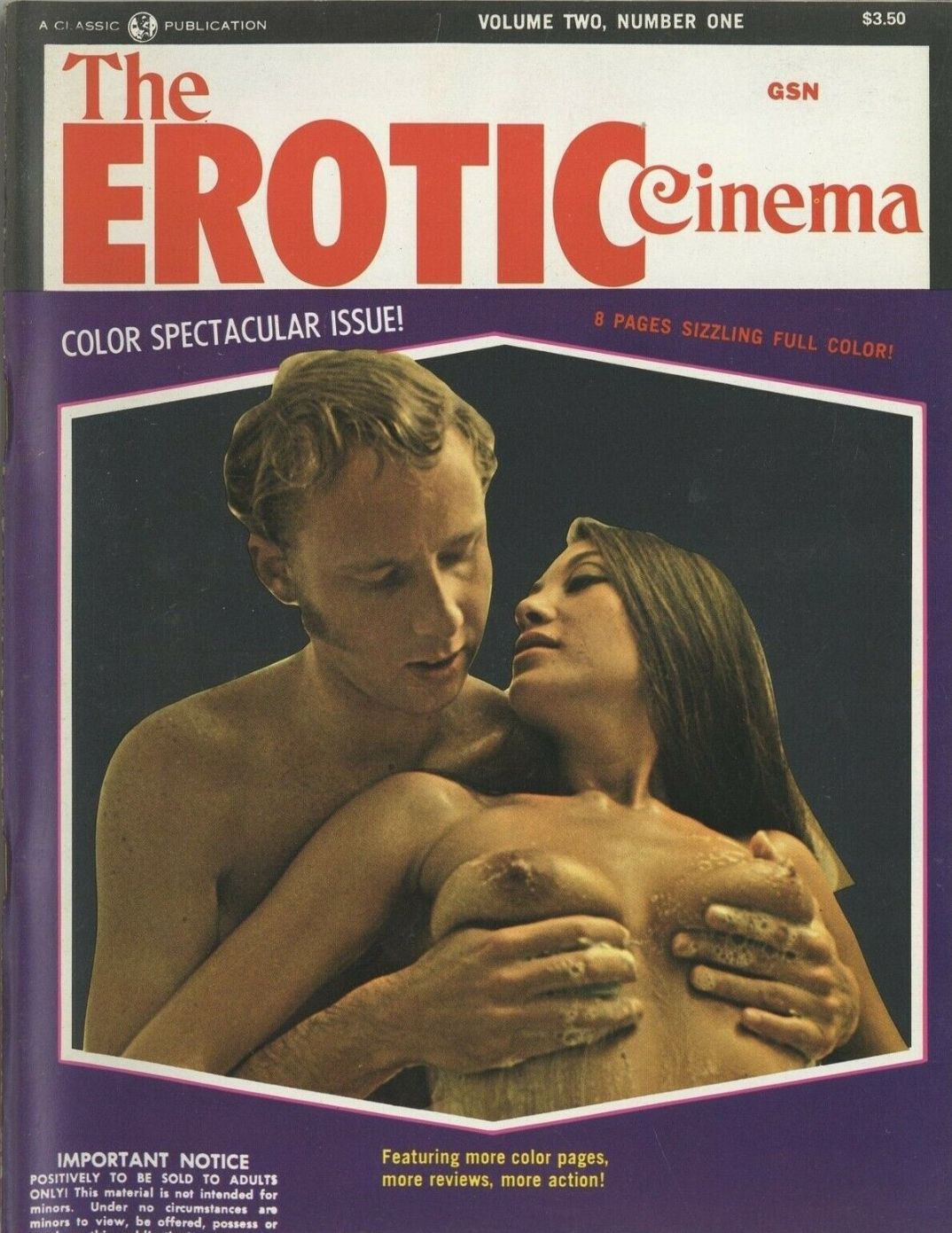EROTIC CINEMA magazine side cover Issue 7  Vol 2 No  1   1970