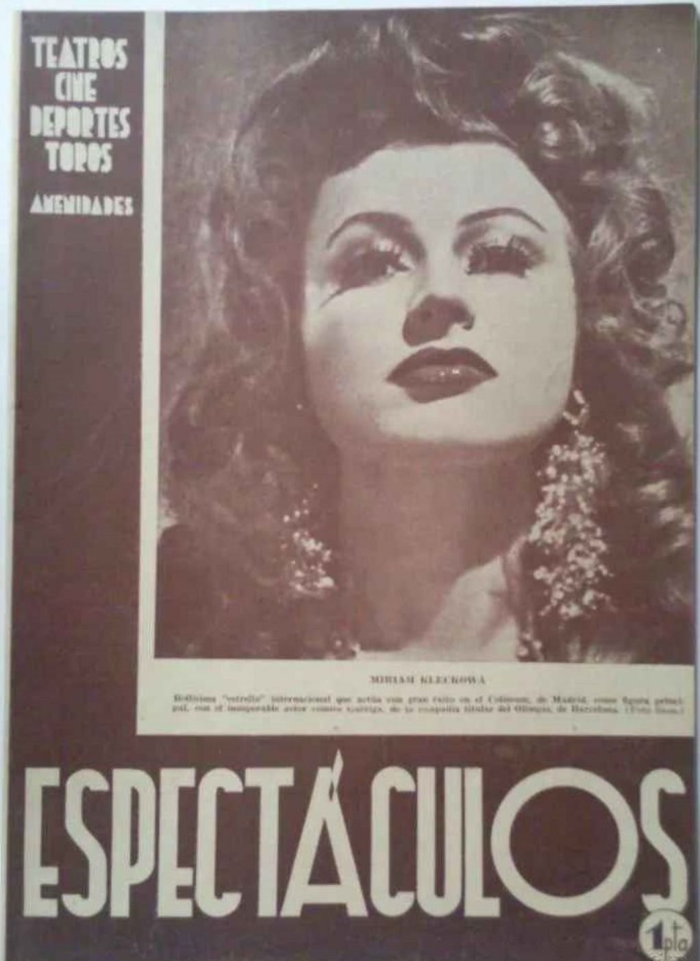ESPECTACULOS magazine side cover Issue 10  March 1944