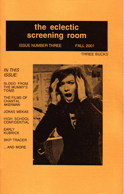 ECLECTIC SCREENING ROOM magazine side cover Issue 3 Fall 2001