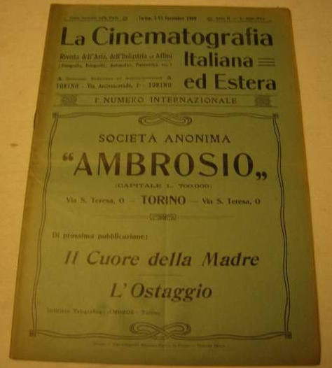 CINEMATOGRAFIA ITALIANA ED ESTERA | LA magazine side cover 1 November 1909