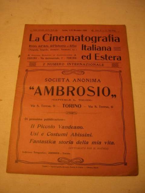 CINEMATOGRAFIA ITALIANA ED ESTERA | LA magazine side cover 1 December 1909