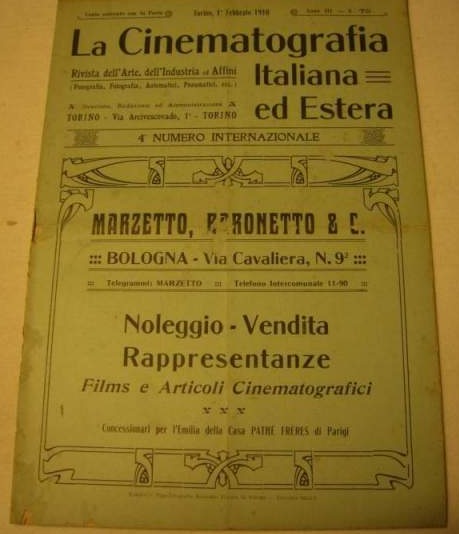 CINEMATOGRAFIA ITALIANA ED ESTERA | LA magazine side cover 1 February 1910