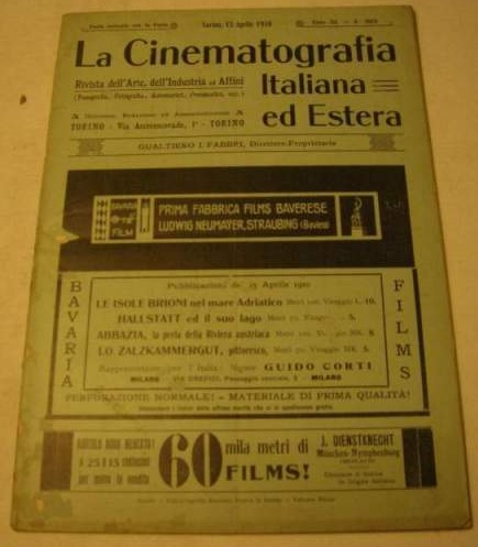 CINEMATOGRAFIA ITALIANA ED ESTERA | LA magazine side cover 15 April 1910