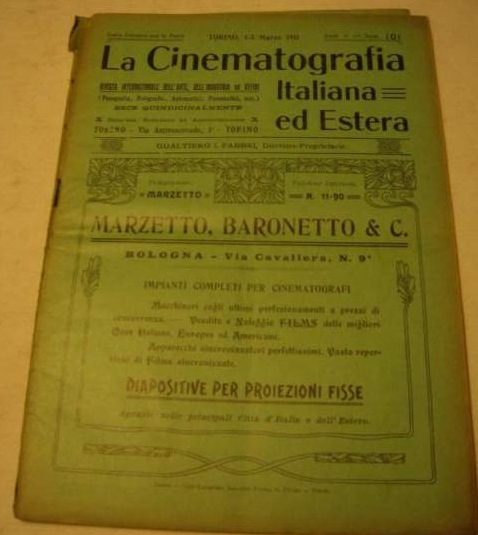 CINEMATOGRAFIA ITALIANA ED ESTERA | LA magazine side cover 15 May 1910