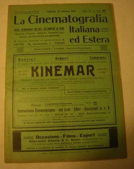 CINEMATOGRAFIA ITALIANA ED ESTERA | LA magazine side cover 15 October 1910