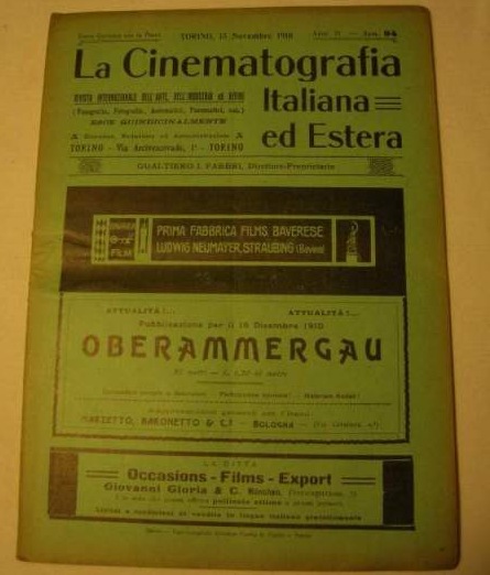 CINEMATOGRAFIA ITALIANA ED ESTERA | LA magazine side cover 15 November 1910
