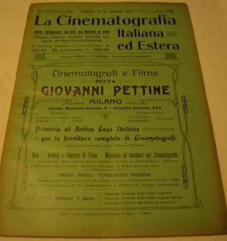 CINEMATOGRAFIA ITALIANA ED ESTERA | LA magazine side cover 15 February 1911