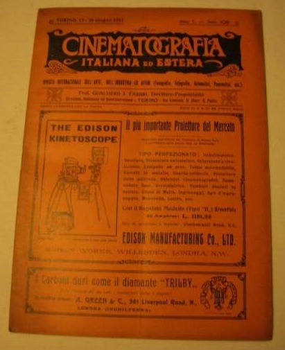 CINEMATOGRAFIA ITALIANA ED ESTERA | LA magazine side cover 15 June 1911