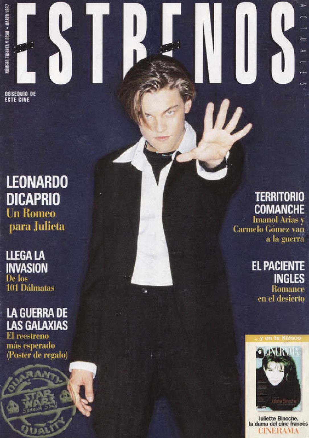 ESTRENOS DE CINE magazine side cover Issue 38 March 1997