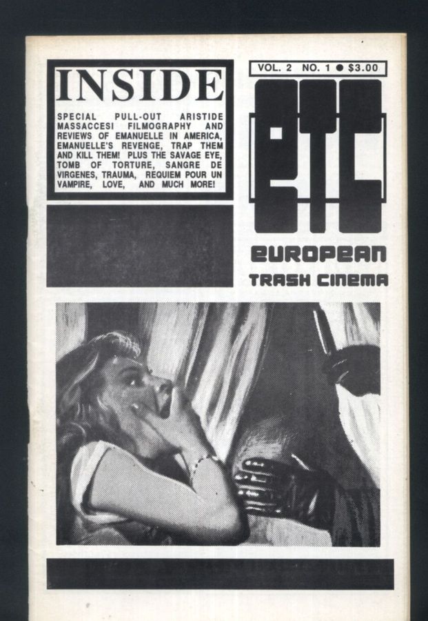 EUROPEAN TRASH CINEMA magazine side cover  Vol 2 # 1   1990