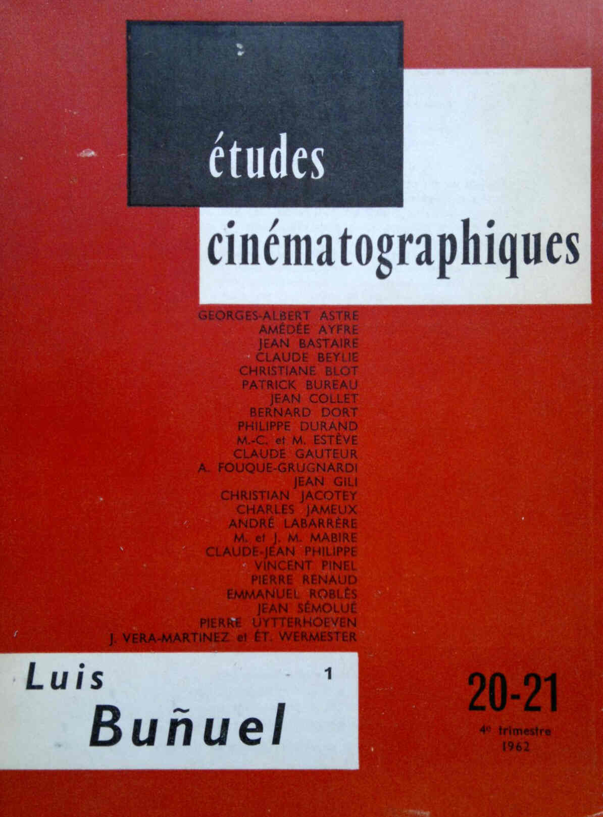 ETUDES CINEMATOGRAPHIQUES magazine side cover Issue 20/21  1962