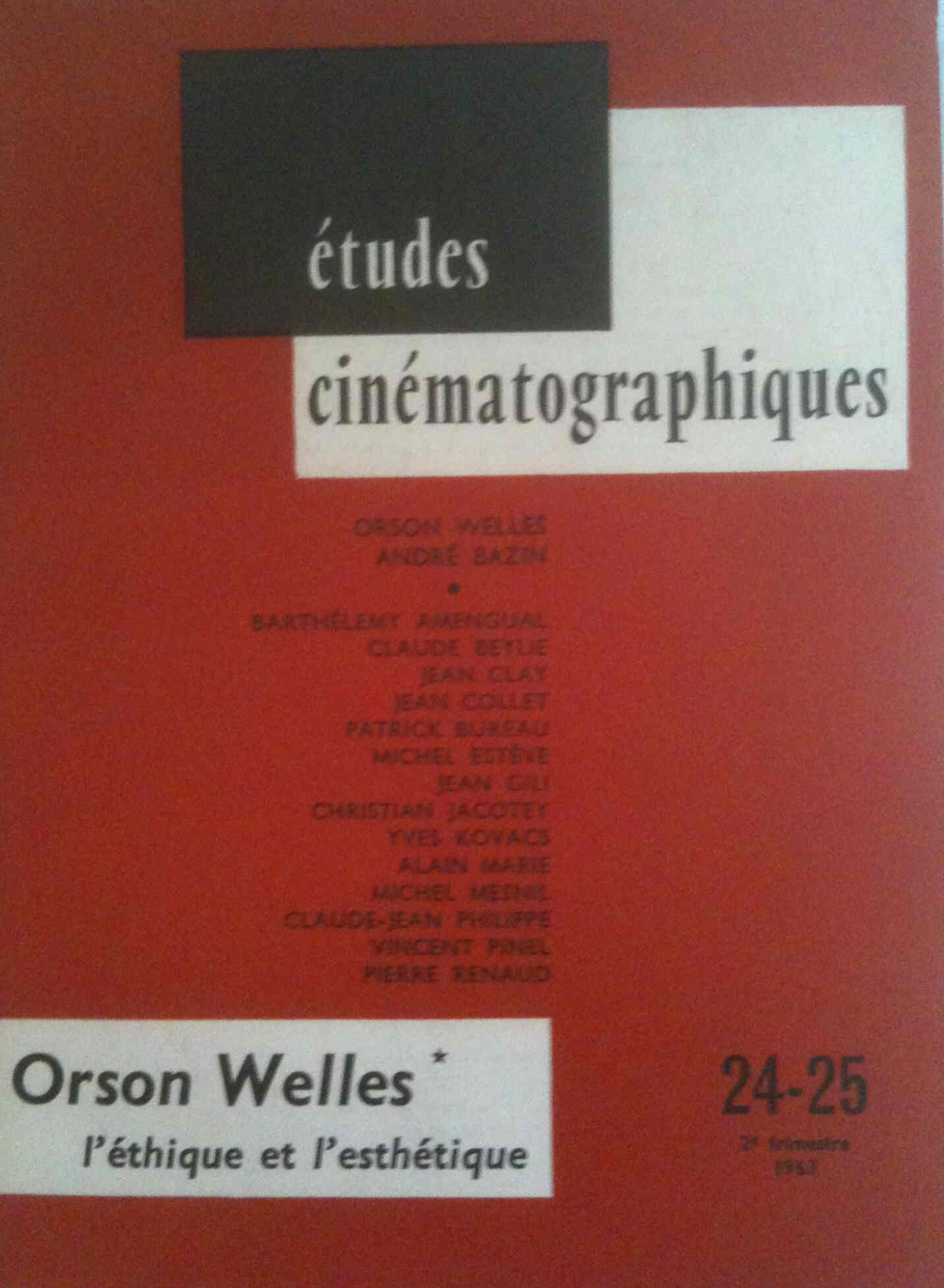 ETUDES CINEMATOGRAPHIQUES magazine side cover Issue 24/25  1963